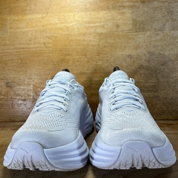 Hoka One One Bondi 8 REFLECTIVE Womens Size 8 Running Shoes Sneakers White - Picture 2 of 13
